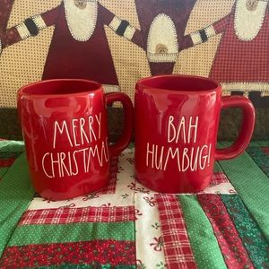 Rae Dunn Christmas mug set of 2 bah hum bug